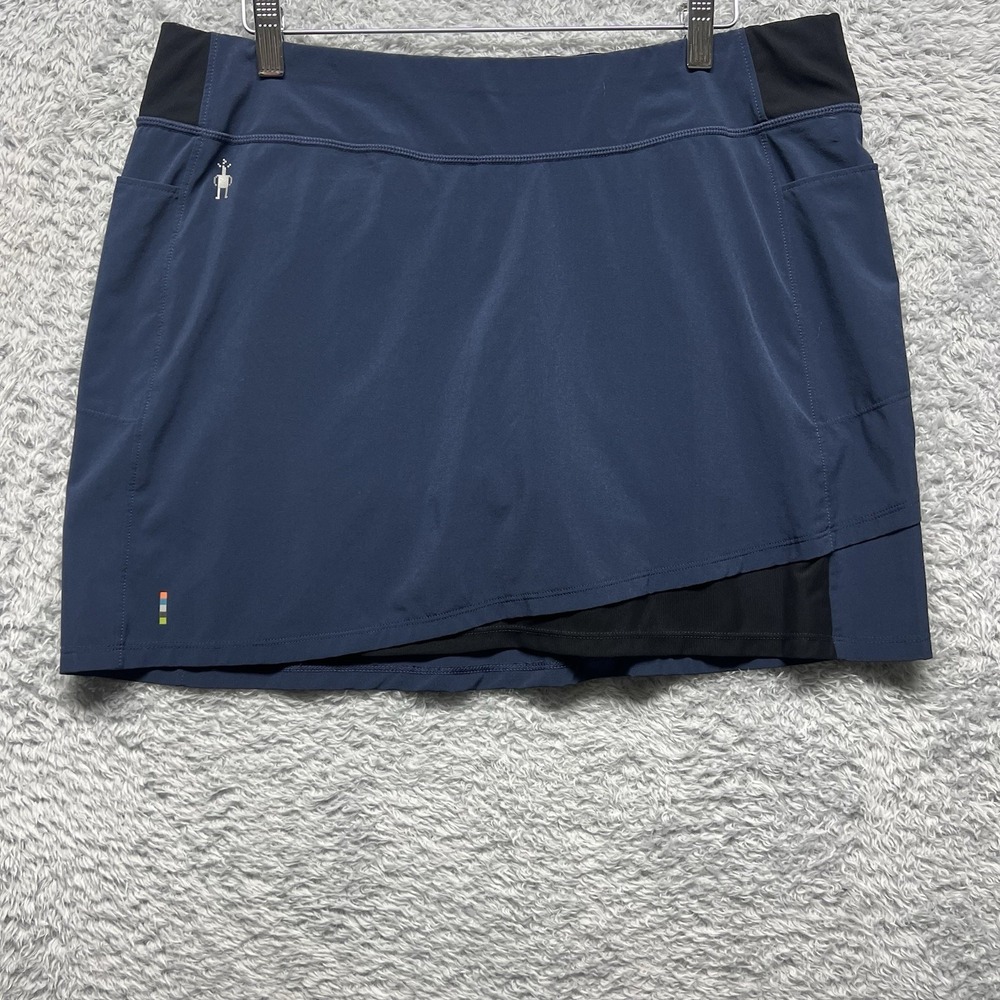 SmartWool Merino Sport Lined Skirt Women Large Navy Blue Athletic Hiking Running